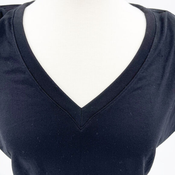 Treasure & Bond V-Neck Shoulder Pad Cap Sleeve Top Sz XS/Extra Small Black NWT - Picture 4 of 7